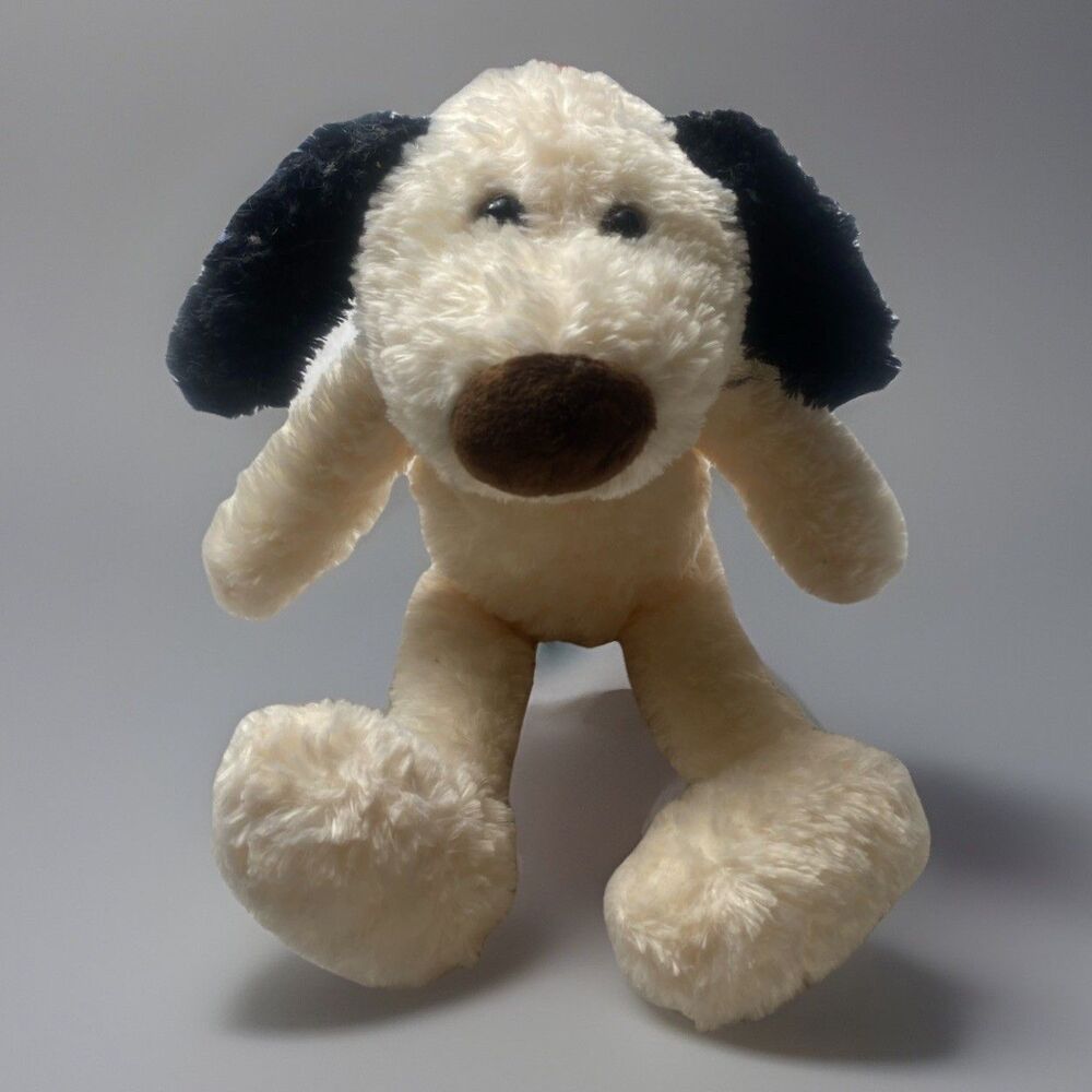Gund T-Bone Dog Plush Stuffed Animal 9 Inch White Black Polyester Fibers